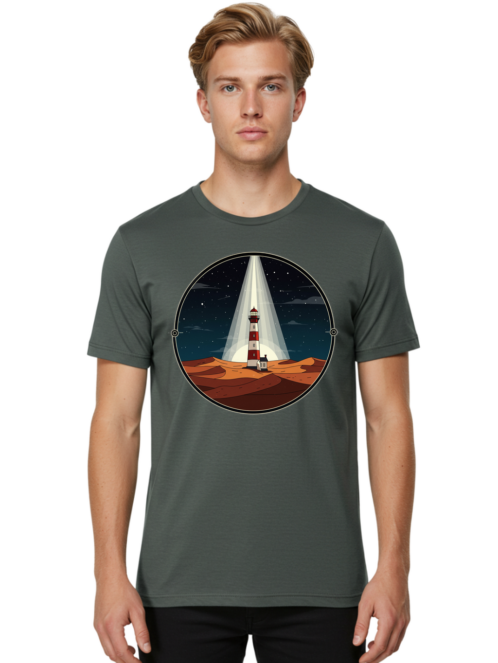 Lighthouse-1 Men'S Graphic Tee, 100% Cotton, Comfortable Casual Summer Wear, Machine Washable, Vintage Camera, Old Camera, Antique Camera, Black Camera, Classic Photography, Photography Equipment, Nostalgic Device, Film Camera, Camera Art Bam768