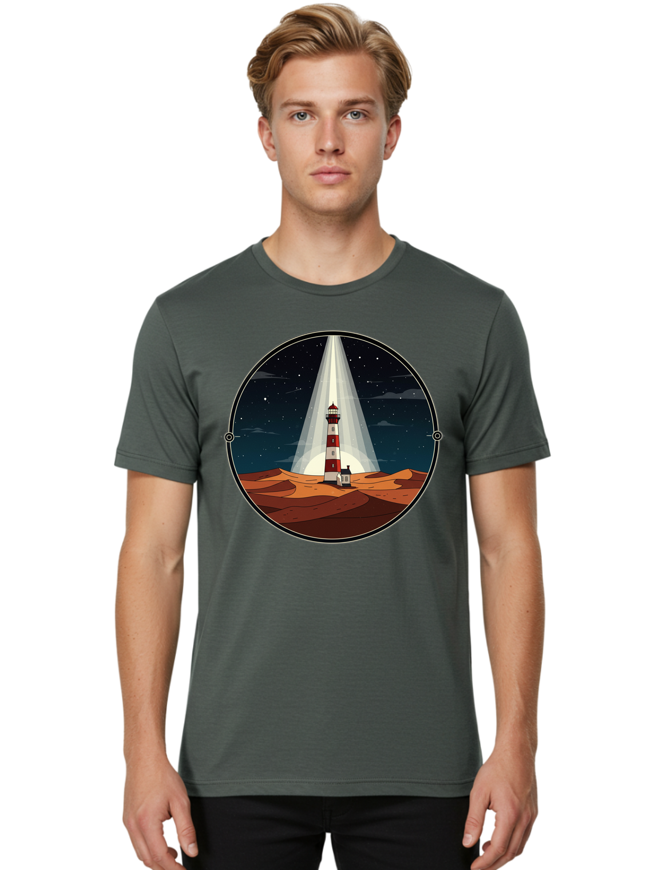 Lighthouse-1 Men'S Graphic Tee, 100% Cotton, Comfortable Casual Summer Wear, Machine Washable, Vintage Camera, Old Camera, Antique Camera, Black Camera, Classic Photography, Photography Equipment, Nostalgic Device, Film Camera, Camera Art Bam768
