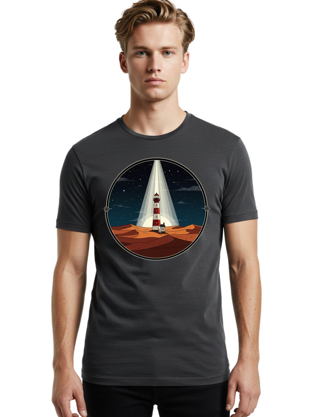Lighthouse-1 Men'S Graphic Tee, 100% Cotton, Comfortable Casual Summer Wear, Machine Washable, Vintage Camera, Old Camera, Antique Camera, Black Camera, Classic Photography, Photography Equipment, Nostalgic Device, Film Camera, Camera Art Bam768