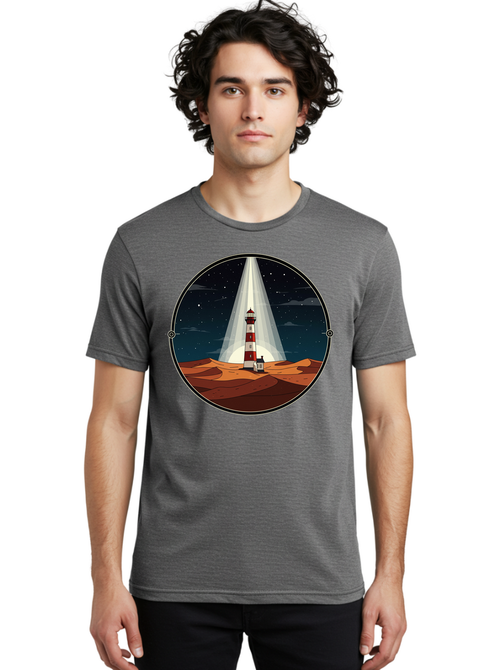 Lighthouse-1 Men'S Graphic Tee, 100% Cotton, Comfortable Casual Summer Wear, Machine Washable, Vintage Camera, Old Camera, Antique Camera, Black Camera, Classic Photography, Photography Equipment, Nostalgic Device, Film Camera, Camera Art Bam768