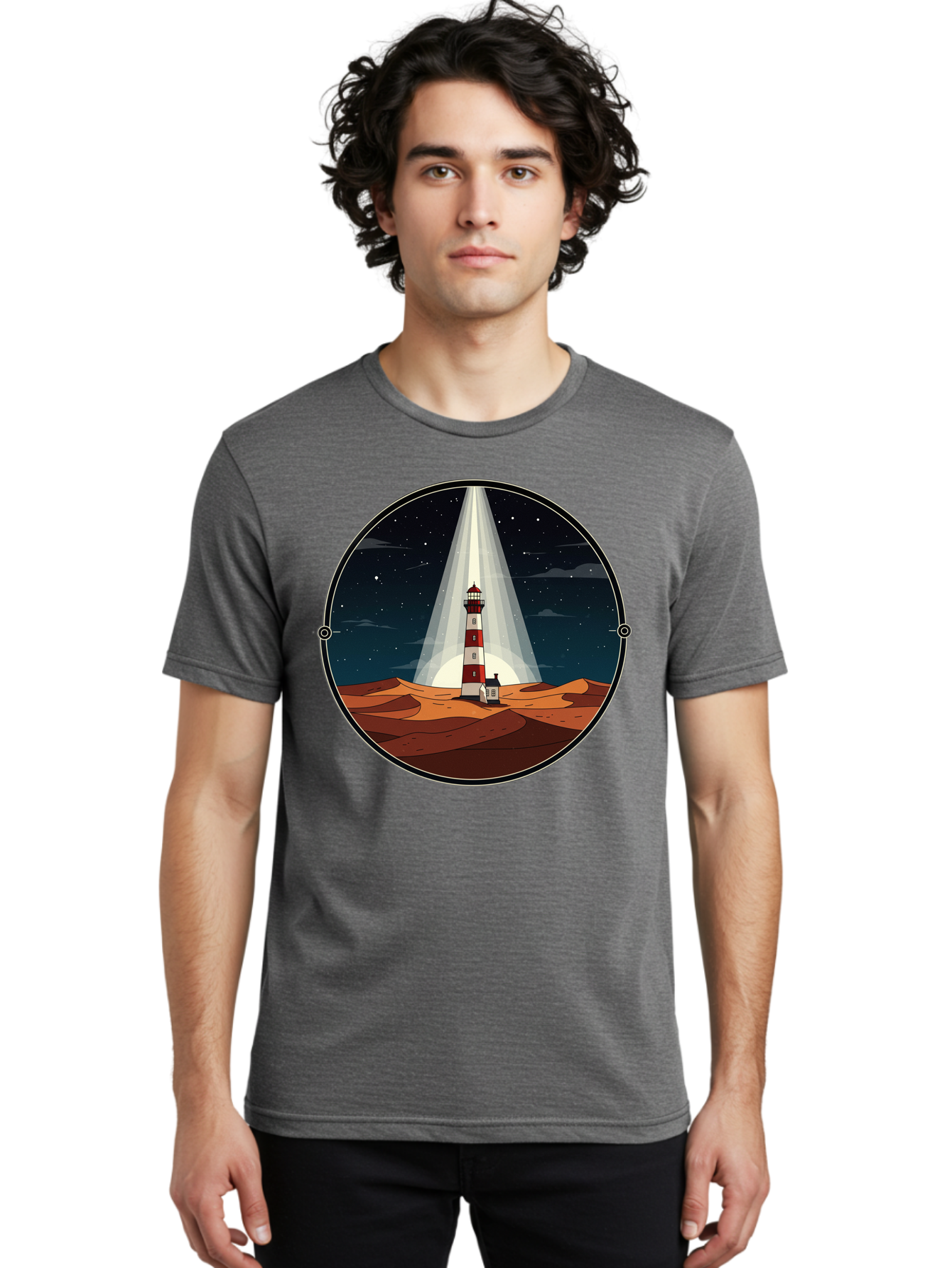 Lighthouse-1 Men'S Graphic Tee, 100% Cotton, Comfortable Casual Summer Wear, Machine Washable, Vintage Camera, Old Camera, Antique Camera, Black Camera, Classic Photography, Photography Equipment, Nostalgic Device, Film Camera, Camera Art Bam768