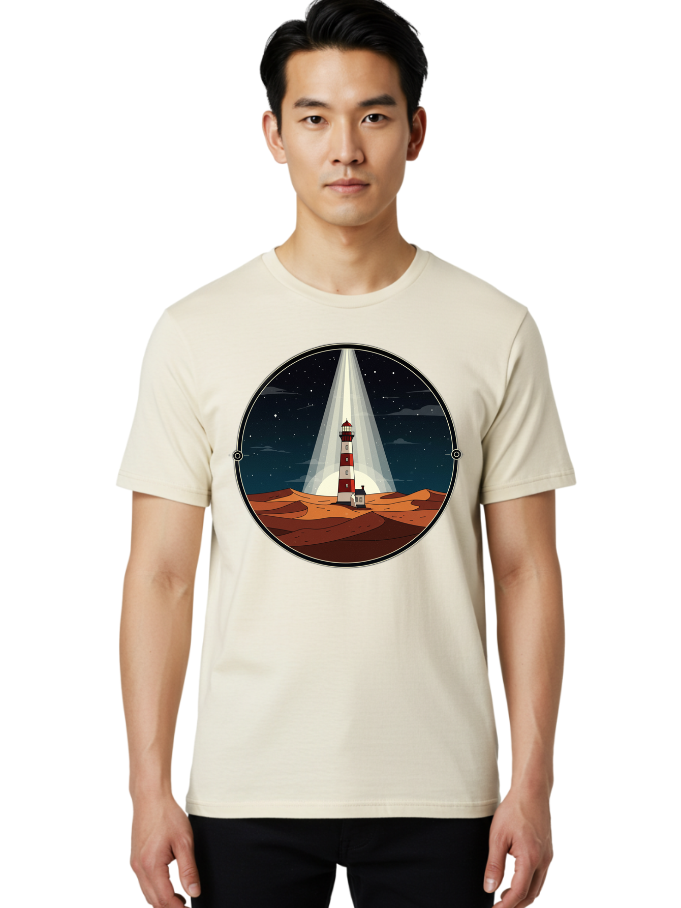 Lighthouse-1 Men'S Graphic Tee, 100% Cotton, Comfortable Casual Summer Wear, Machine Washable, Vintage Camera, Old Camera, Antique Camera, Black Camera, Classic Photography, Photography Equipment, Nostalgic Device, Film Camera, Camera Art Bam768