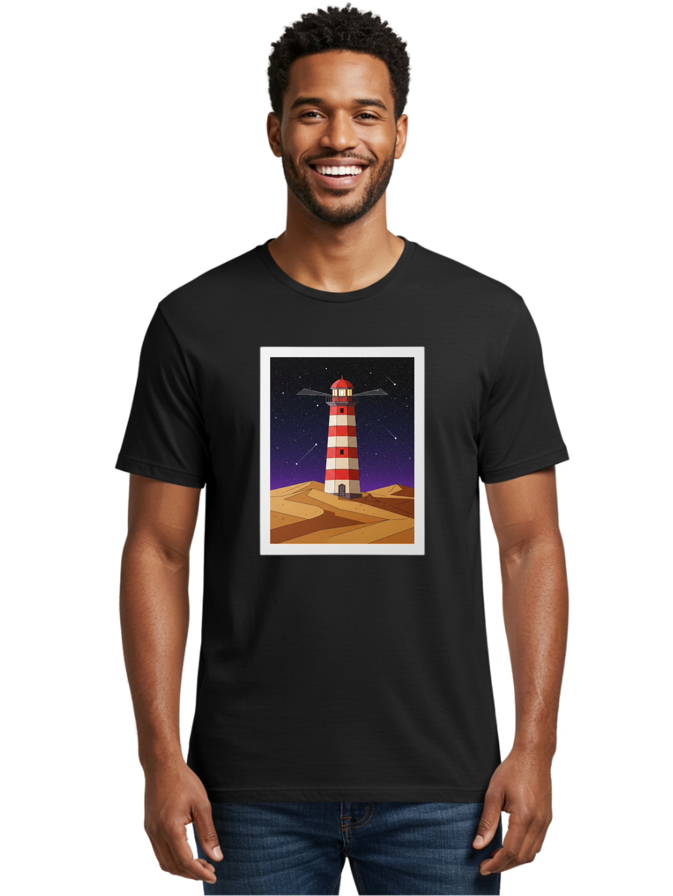 Lighthouse-2 Men'S Graphic Tee, 100% Cotton, Comfortable Casual Summer Wear, Machine Washable, Vintage Camera, Old Camera, Antique Camera, Black Camera, Classic Photography, Photography Equipment, Nostalgic Device, Film Camera, Camera Art Bam769