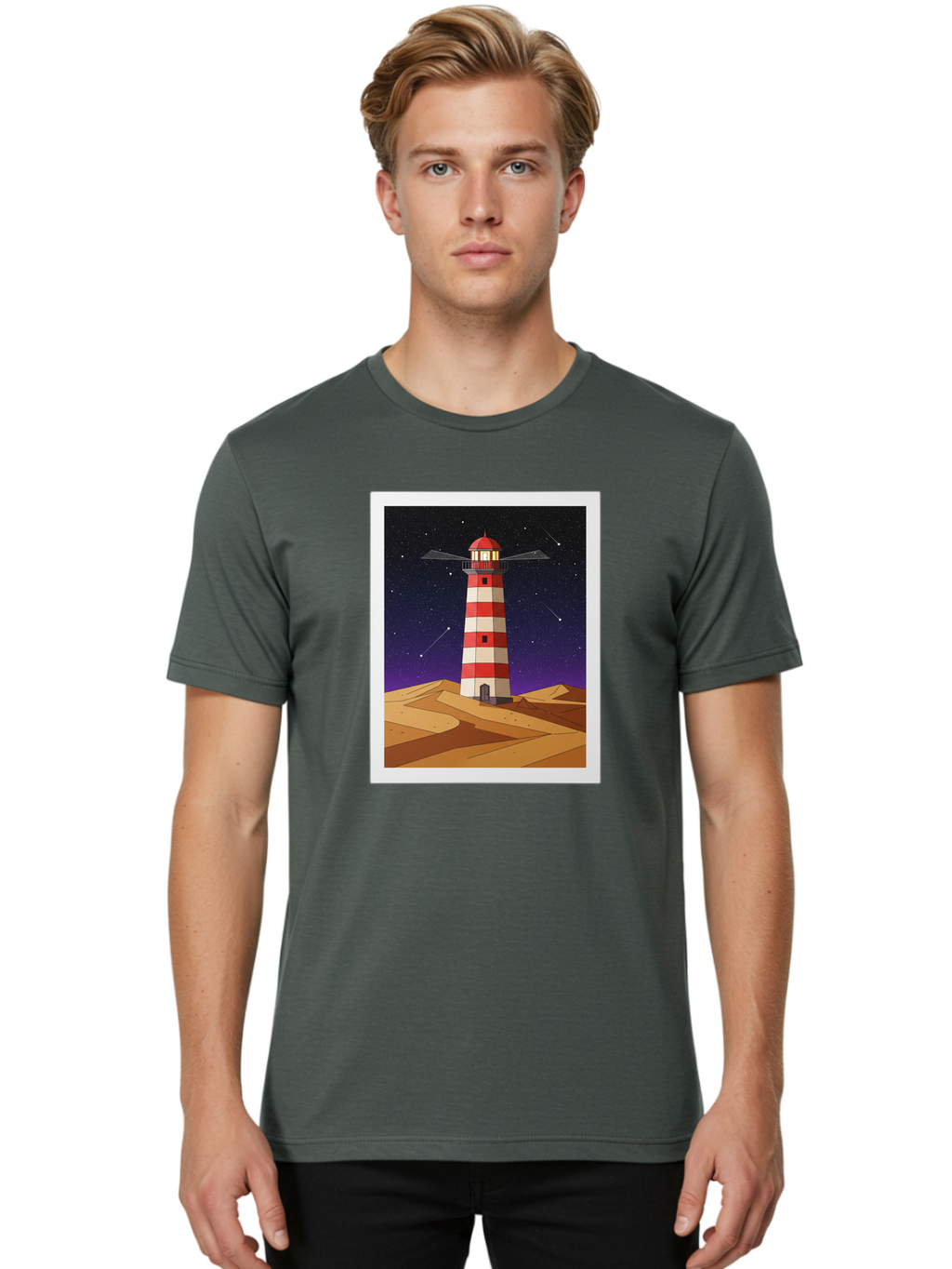 Lighthouse-2 Men'S Graphic Tee, 100% Cotton, Comfortable Casual Summer Wear, Machine Washable, Vintage Camera, Old Camera, Antique Camera, Black Camera, Classic Photography, Photography Equipment, Nostalgic Device, Film Camera, Camera Art Bam769
