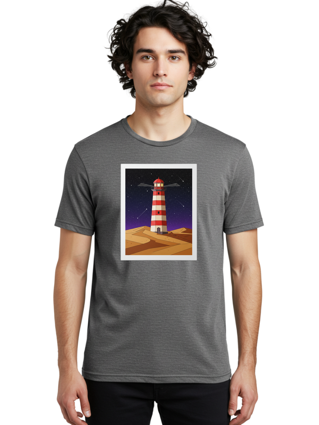 Lighthouse-2 Men'S Graphic Tee, 100% Cotton, Comfortable Casual Summer Wear, Machine Washable, Vintage Camera, Old Camera, Antique Camera, Black Camera, Classic Photography, Photography Equipment, Nostalgic Device, Film Camera, Camera Art Bam769