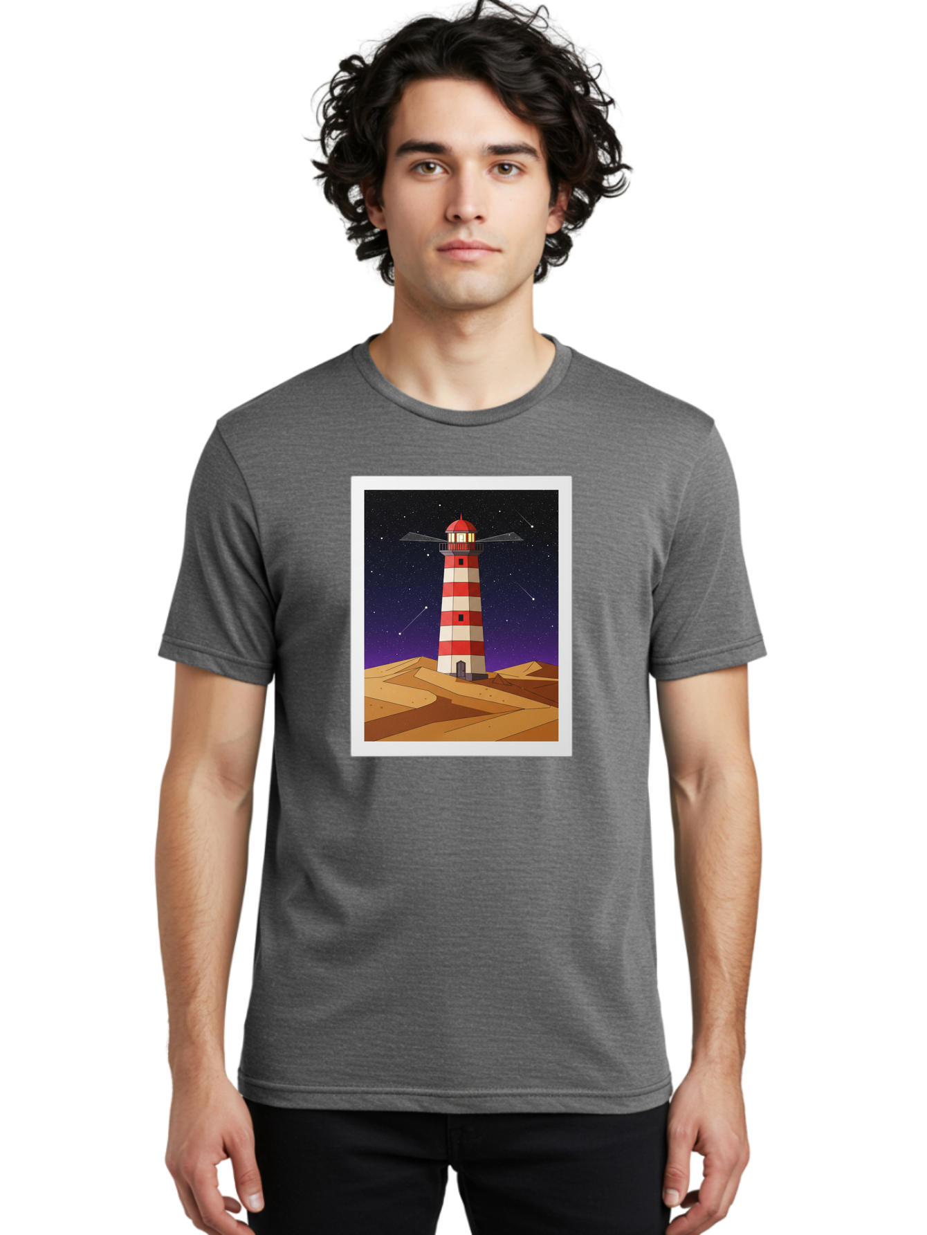Lighthouse-2 Men'S Graphic Tee, 100% Cotton, Comfortable Casual Summer Wear, Machine Washable, Vintage Camera, Old Camera, Antique Camera, Black Camera, Classic Photography, Photography Equipment, Nostalgic Device, Film Camera, Camera Art Bam769