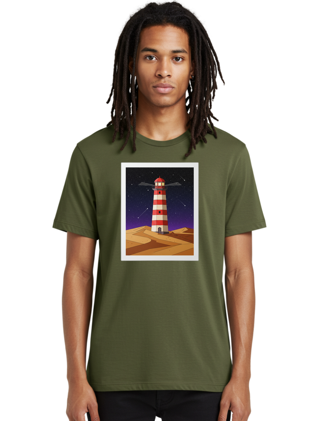 Lighthouse-2 Men'S Graphic Tee, 100% Cotton, Comfortable Casual Summer Wear, Machine Washable, Vintage Camera, Old Camera, Antique Camera, Black Camera, Classic Photography, Photography Equipment, Nostalgic Device, Film Camera, Camera Art Bam769