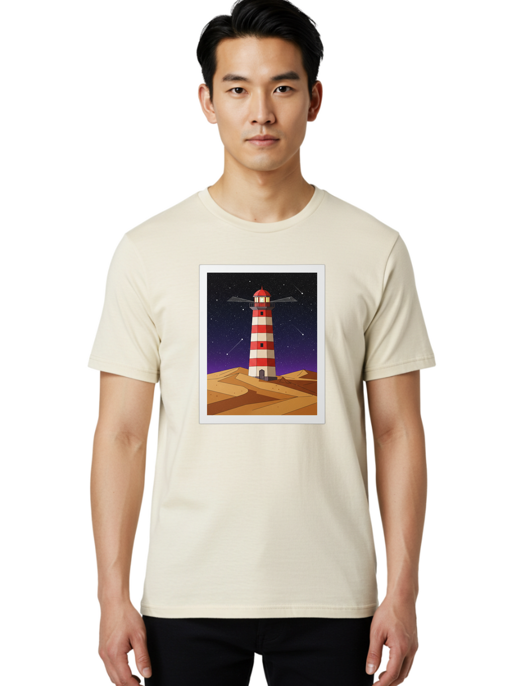 Lighthouse-2 Men'S Graphic Tee, 100% Cotton, Comfortable Casual Summer Wear, Machine Washable, Vintage Camera, Old Camera, Antique Camera, Black Camera, Classic Photography, Photography Equipment, Nostalgic Device, Film Camera, Camera Art Bam769
