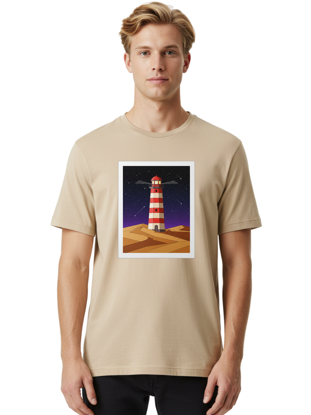 Lighthouse-2 Men'S Graphic Tee, 100% Cotton, Comfortable Casual Summer Wear, Machine Washable, Vintage Camera, Old Camera, Antique Camera, Black Camera, Classic Photography, Photography Equipment, Nostalgic Device, Film Camera, Camera Art Bam769