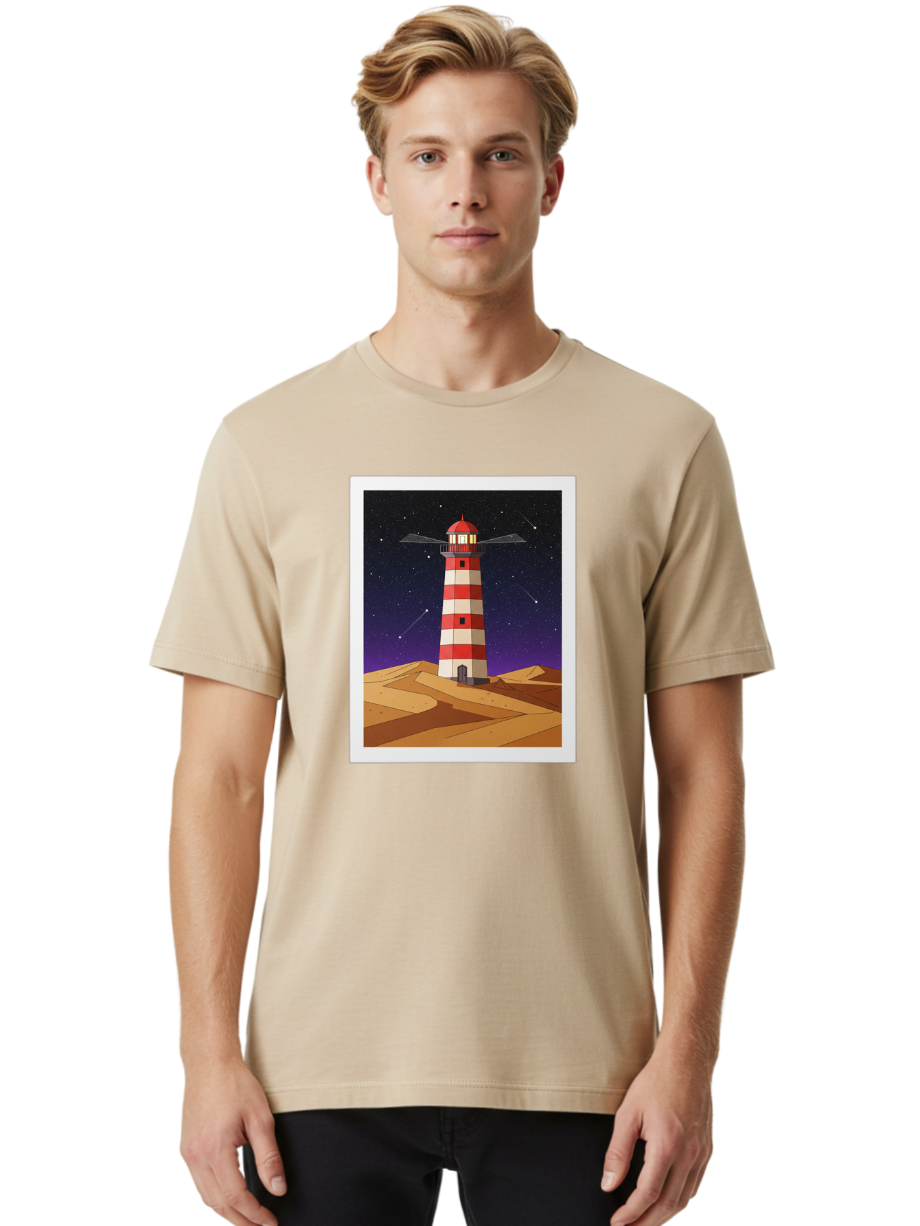 Lighthouse-2 Men'S Graphic Tee, 100% Cotton, Comfortable Casual Summer Wear, Machine Washable, Vintage Camera, Old Camera, Antique Camera, Black Camera, Classic Photography, Photography Equipment, Nostalgic Device, Film Camera, Camera Art Bam769