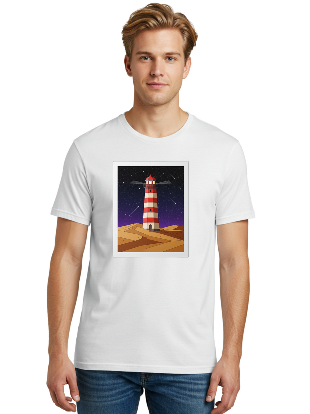 Lighthouse-2 Men'S Graphic Tee, 100% Cotton, Comfortable Casual Summer Wear, Machine Washable, Vintage Camera, Old Camera, Antique Camera, Black Camera, Classic Photography, Photography Equipment, Nostalgic Device, Film Camera, Camera Art Bam769