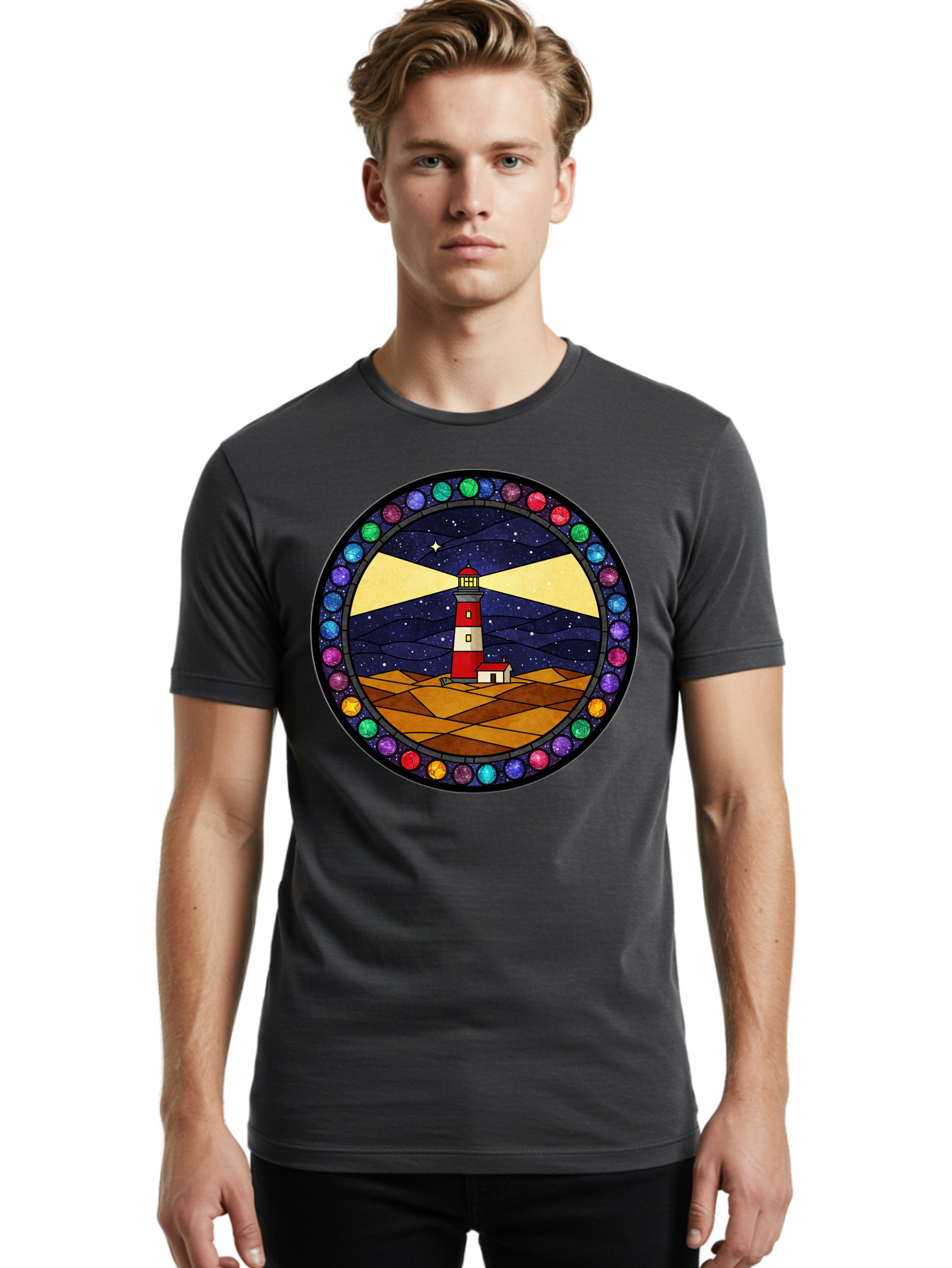 Lighthouse Men'S Graphic Tee, 100% Cotton, Comfortable Casual Summer Wear, Machine Washable, Vintage Camera, Old Camera, Antique Camera, Black Camera, Classic Photography, Photography Equipment, Nostalgic Device, Film Camera, Camera Art Bam770