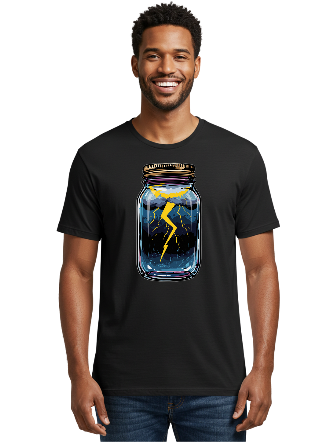 Lightning-In-A-Jar-1 Men'S Graphic Tee, 100% Cotton, Comfortable Casual Summer Wear, Machine Washable, Vintage Camera, Old Camera, Antique Camera, Black Camera, Classic Photography, Photography Equipment, Nostalgic Device, Film Camera, Bam773