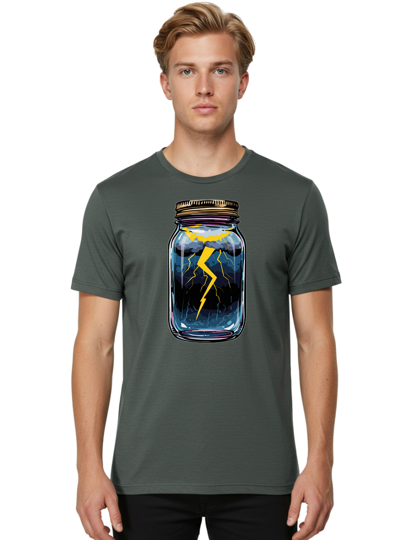 Lightning-In-A-Jar-1 Men'S Graphic Tee, 100% Cotton, Comfortable Casual Summer Wear, Machine Washable, Vintage Camera, Old Camera, Antique Camera, Black Camera, Classic Photography, Photography Equipment, Nostalgic Device, Film Camera, Bam773
