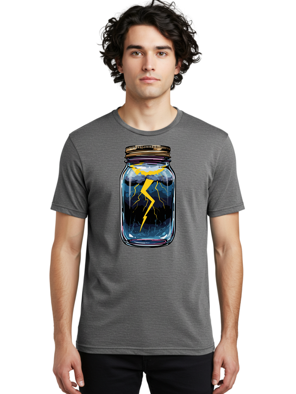 Lightning-In-A-Jar-1 Men'S Graphic Tee, 100% Cotton, Comfortable Casual Summer Wear, Machine Washable, Vintage Camera, Old Camera, Antique Camera, Black Camera, Classic Photography, Photography Equipment, Nostalgic Device, Film Camera, Bam773