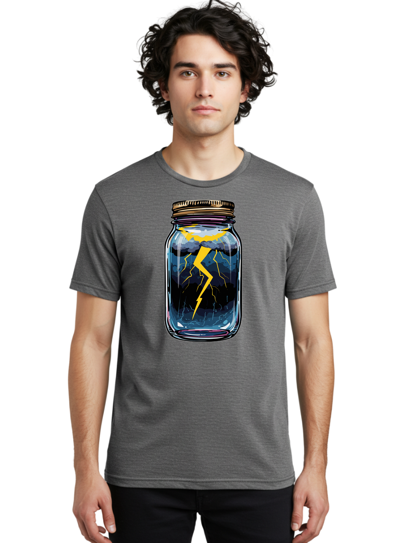 Lightning-In-A-Jar-1 Men'S Graphic Tee, 100% Cotton, Comfortable Casual Summer Wear, Machine Washable, Vintage Camera, Old Camera, Antique Camera, Black Camera, Classic Photography, Photography Equipment, Nostalgic Device, Film Camera, Bam773
