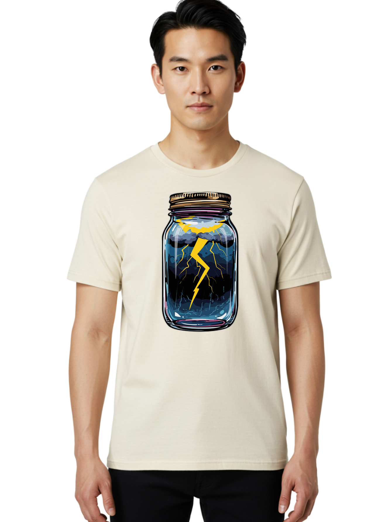 Lightning-In-A-Jar-1 Men'S Graphic Tee, 100% Cotton, Comfortable Casual Summer Wear, Machine Washable, Vintage Camera, Old Camera, Antique Camera, Black Camera, Classic Photography, Photography Equipment, Nostalgic Device, Film Camera, Bam773