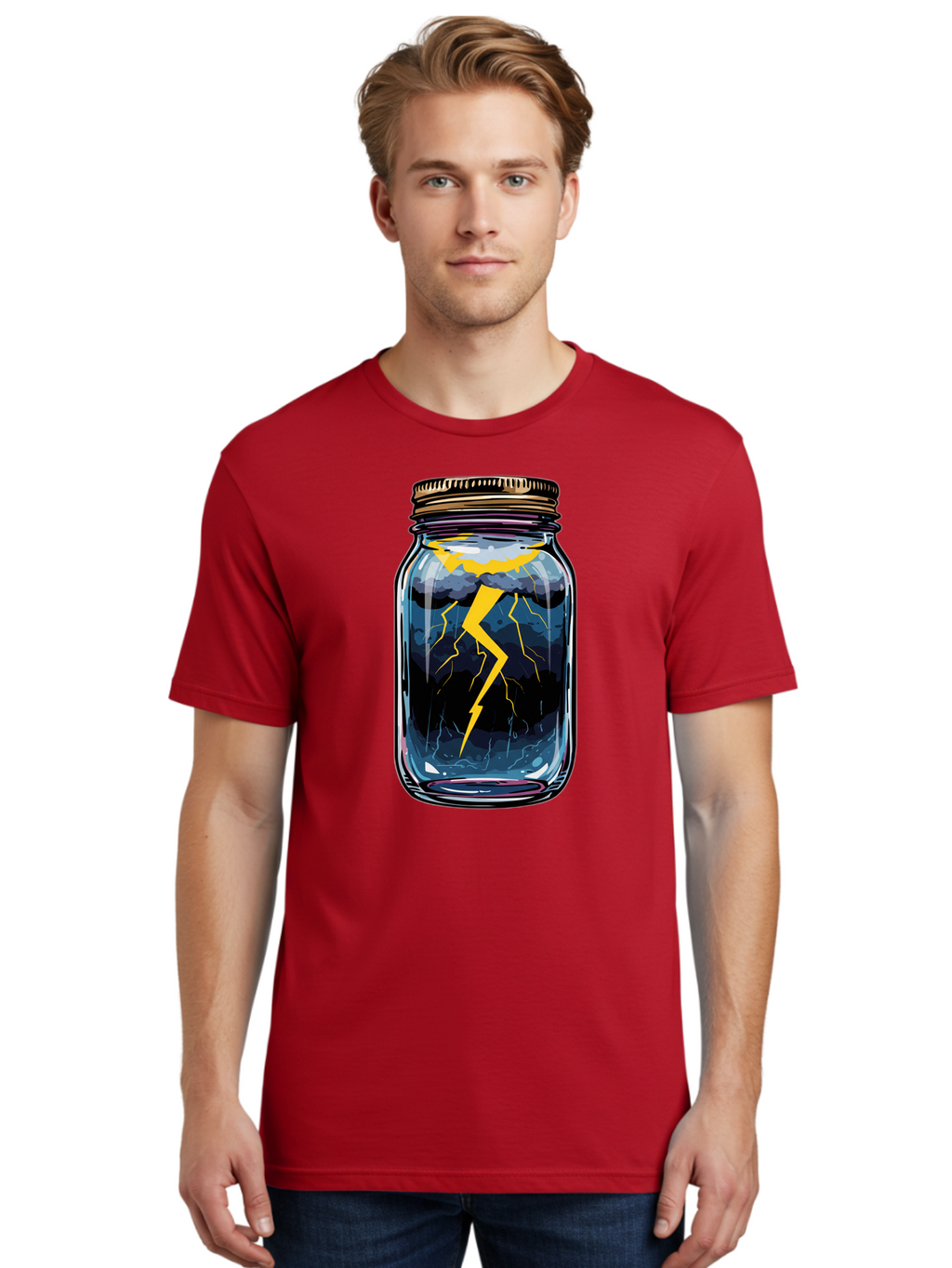Lightning-In-A-Jar-1 Men'S Graphic Tee, 100% Cotton, Comfortable Casual Summer Wear, Machine Washable, Vintage Camera, Old Camera, Antique Camera, Black Camera, Classic Photography, Photography Equipment, Nostalgic Device, Film Camera, Bam773