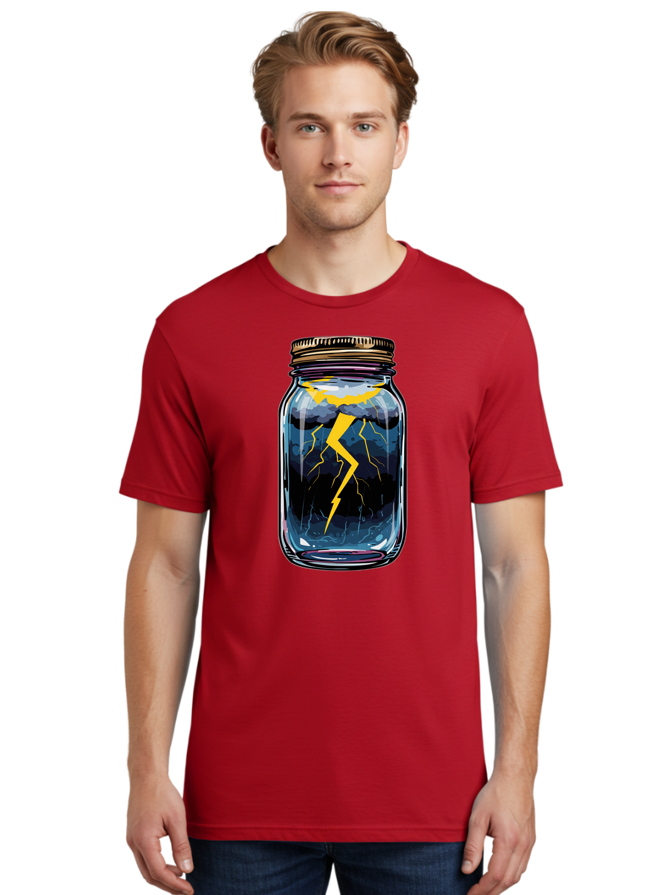 Lightning-In-A-Jar-1 Men'S Graphic Tee, 100% Cotton, Comfortable Casual Summer Wear, Machine Washable, Vintage Camera, Old Camera, Antique Camera, Black Camera, Classic Photography, Photography Equipment, Nostalgic Device, Film Camera, Bam773
