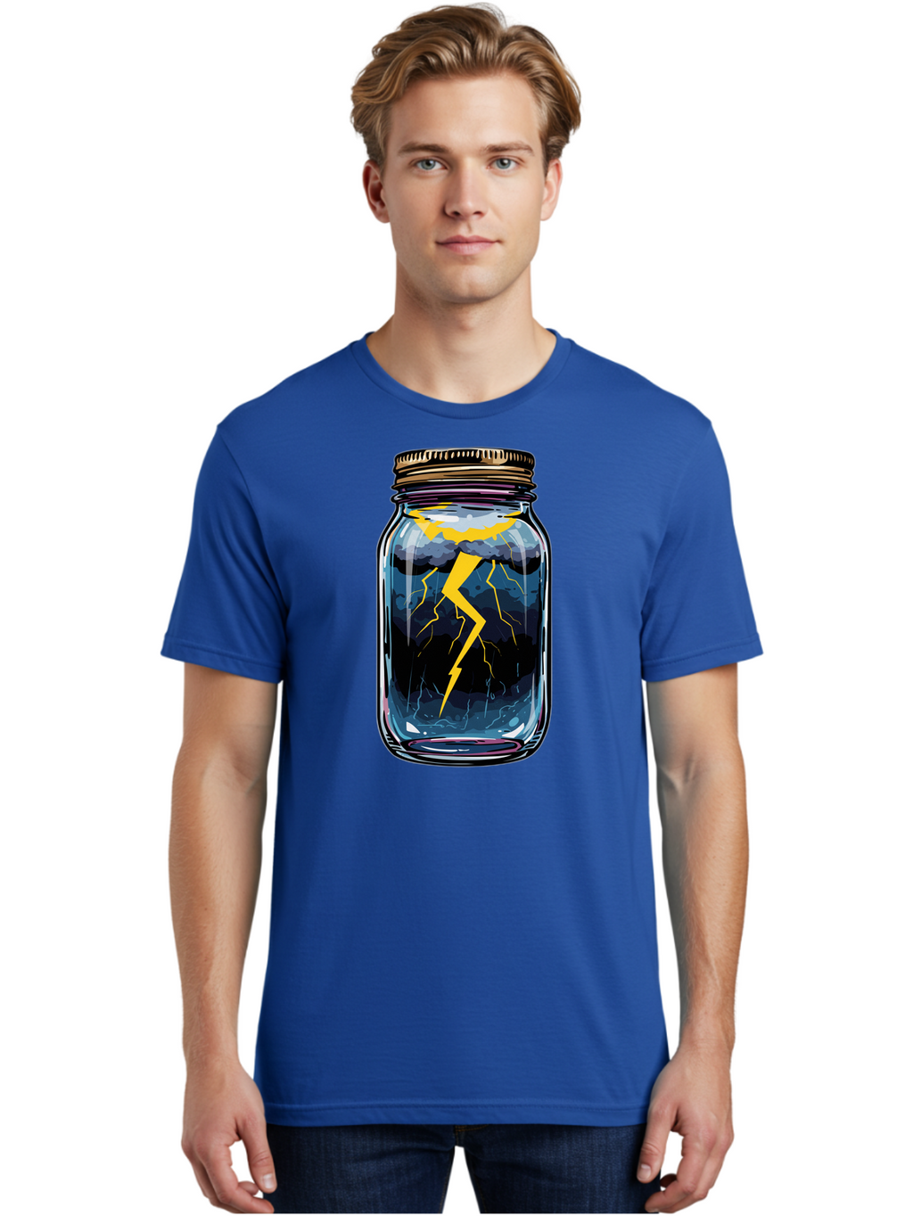 Lightning-In-A-Jar-1 Men'S Graphic Tee, 100% Cotton, Comfortable Casual Summer Wear, Machine Washable, Vintage Camera, Old Camera, Antique Camera, Black Camera, Classic Photography, Photography Equipment, Nostalgic Device, Film Camera, Bam773