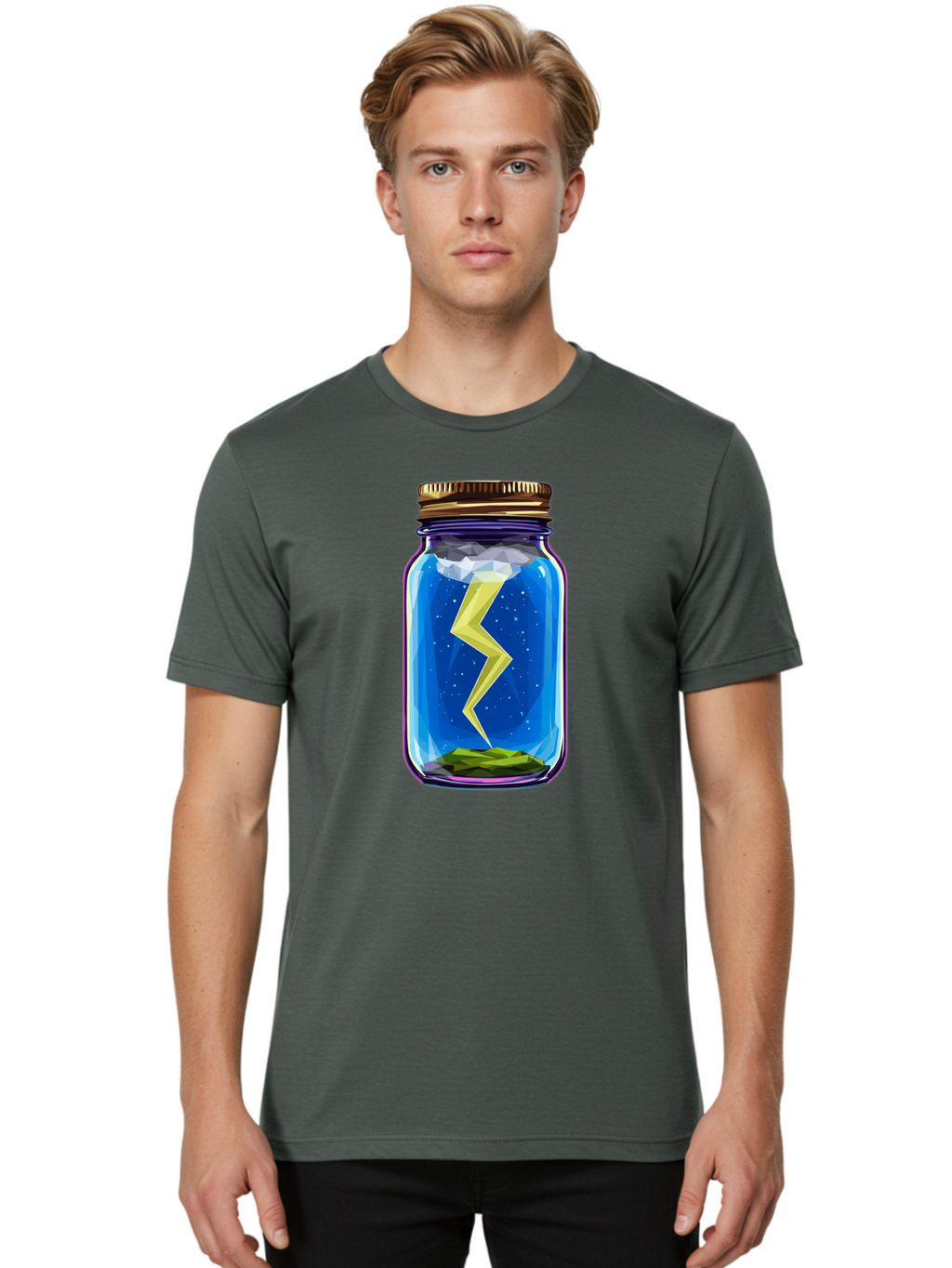 Lightning-In-A-Jar-2 Men'S Graphic Tee, 100% Cotton, Comfortable Casual Summer Wear, Machine Washable, Vintage Camera, Old Camera, Antique Camera, Black Camera, Classic Photography, Photography Equipment, Nostalgic Device, Film Camera, Bam774