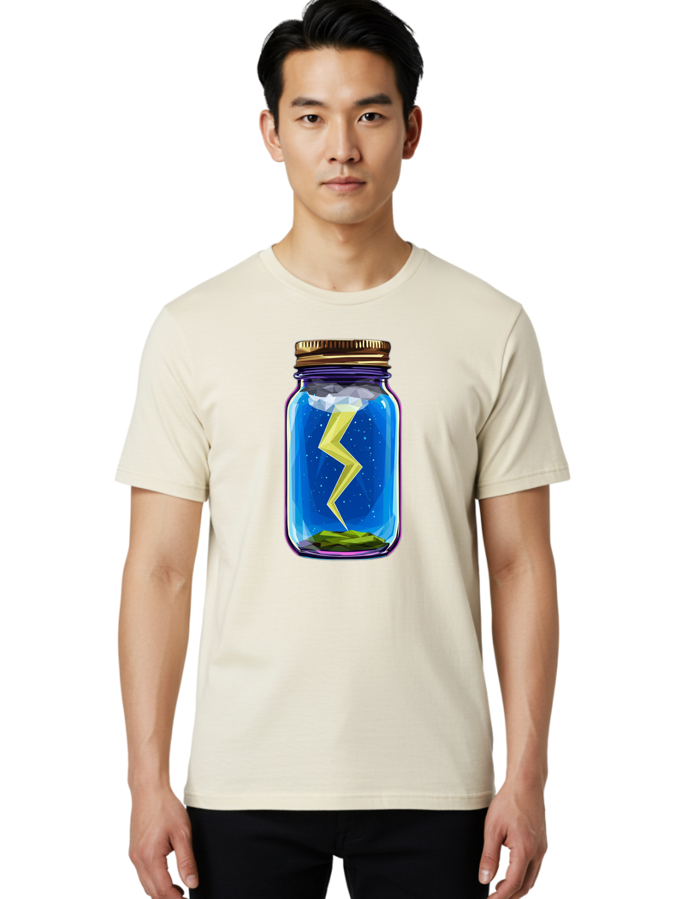 Lightning-In-A-Jar-2 Men'S Graphic Tee, 100% Cotton, Comfortable Casual Summer Wear, Machine Washable, Vintage Camera, Old Camera, Antique Camera, Black Camera, Classic Photography, Photography Equipment, Nostalgic Device, Film Camera, Bam774