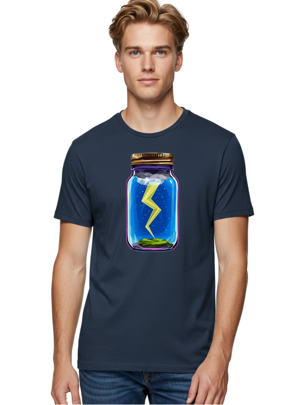 Lightning-In-A-Jar-2 Men'S Graphic Tee, 100% Cotton, Comfortable Casual Summer Wear, Machine Washable, Vintage Camera, Old Camera, Antique Camera, Black Camera, Classic Photography, Photography Equipment, Nostalgic Device, Film Camera, Bam774