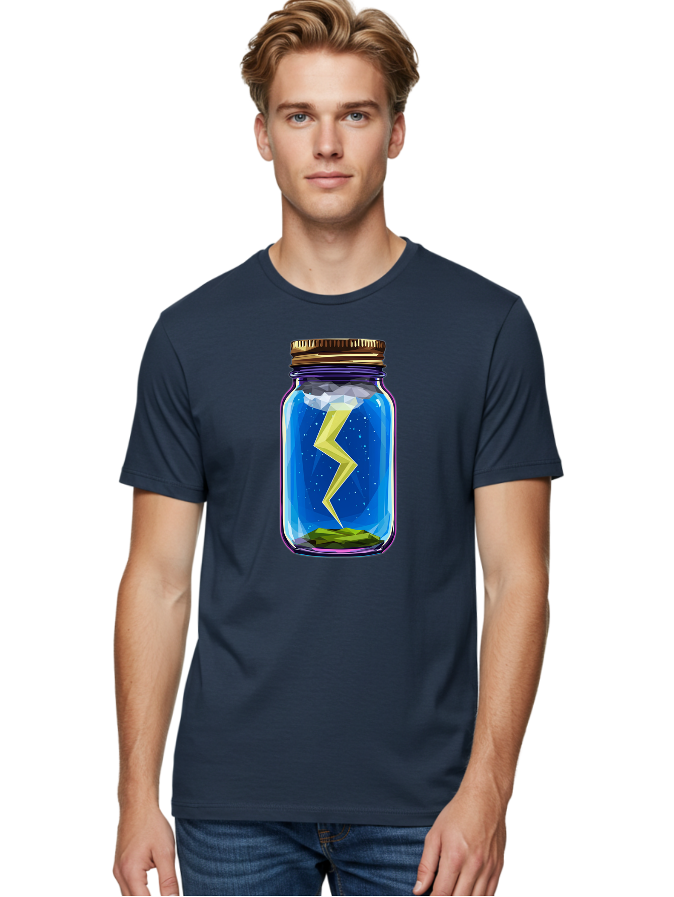 Lightning-In-A-Jar-2 Men'S Graphic Tee, 100% Cotton, Comfortable Casual Summer Wear, Machine Washable, Vintage Camera, Old Camera, Antique Camera, Black Camera, Classic Photography, Photography Equipment, Nostalgic Device, Film Camera, Bam774