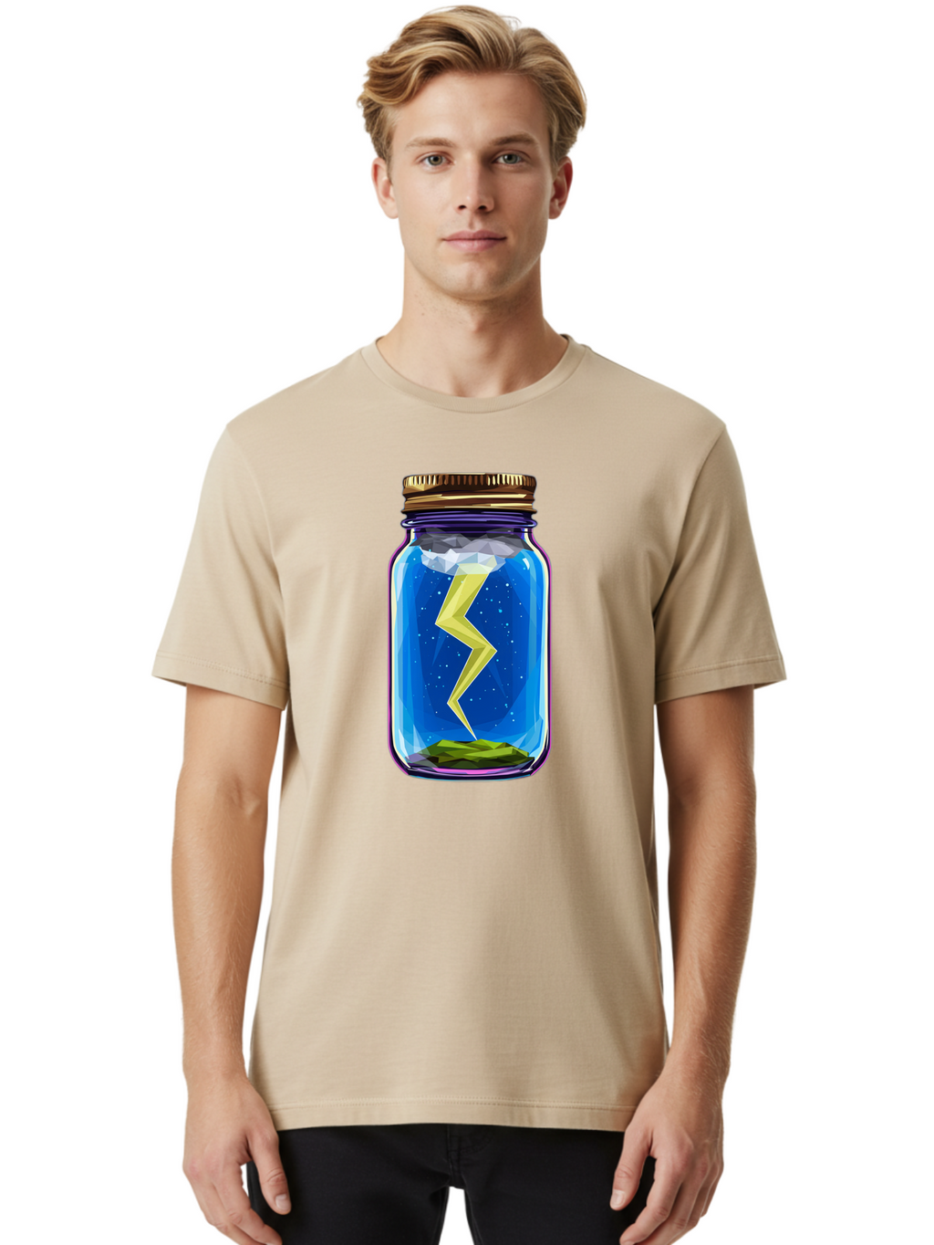 Lightning-In-A-Jar-2 Men'S Graphic Tee, 100% Cotton, Comfortable Casual Summer Wear, Machine Washable, Vintage Camera, Old Camera, Antique Camera, Black Camera, Classic Photography, Photography Equipment, Nostalgic Device, Film Camera, Bam774