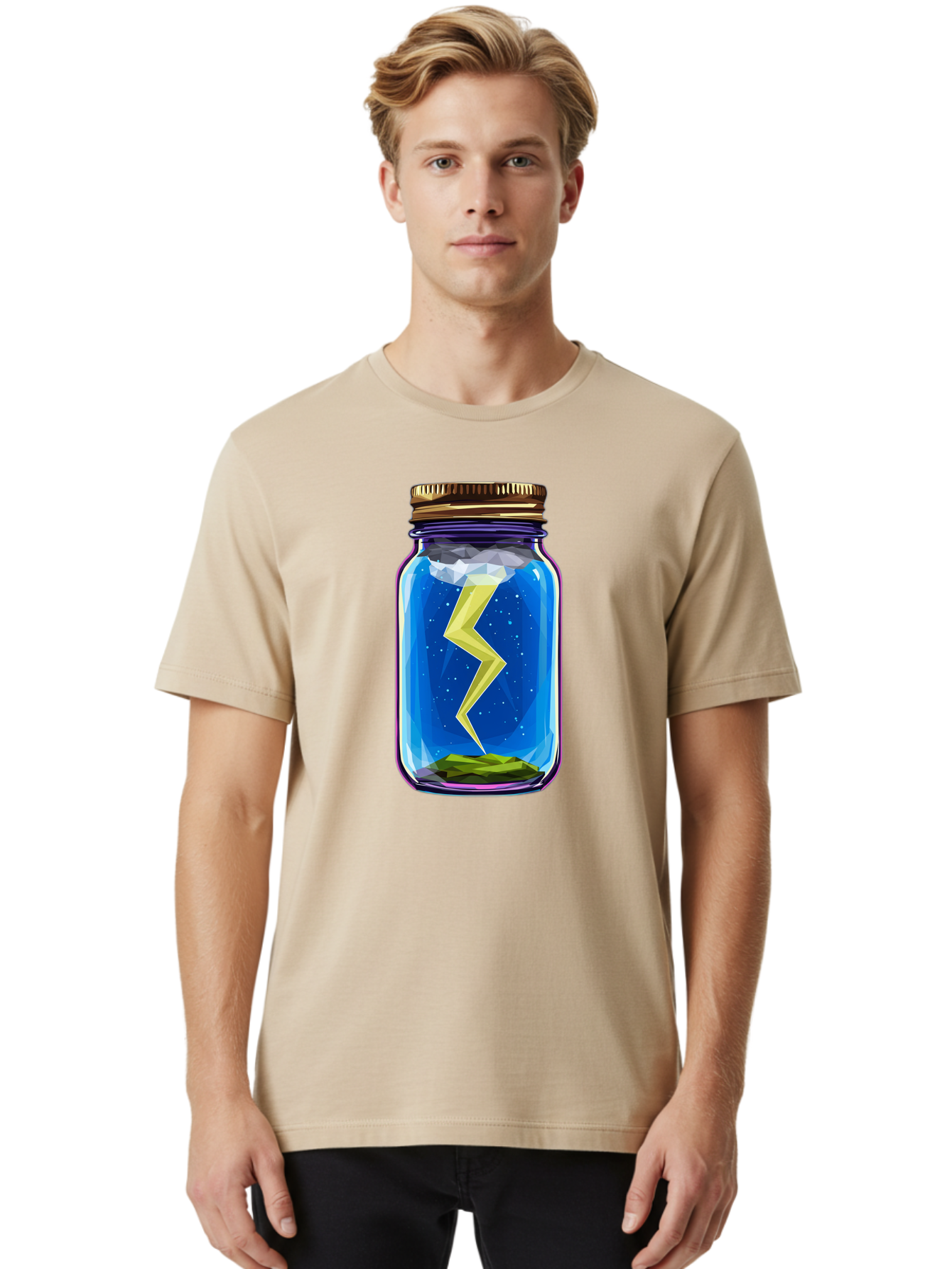 Lightning-In-A-Jar-2 Men'S Graphic Tee, 100% Cotton, Comfortable Casual Summer Wear, Machine Washable, Vintage Camera, Old Camera, Antique Camera, Black Camera, Classic Photography, Photography Equipment, Nostalgic Device, Film Camera, Bam774