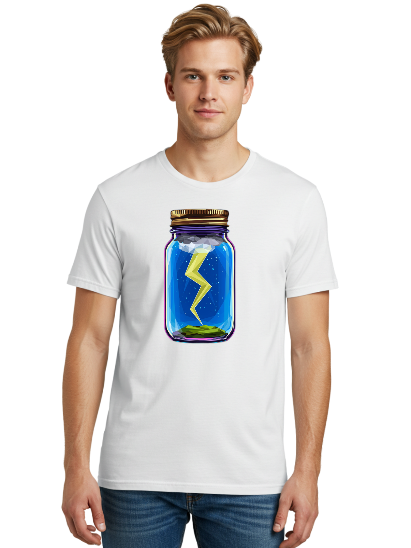 Lightning-In-A-Jar-2 Men'S Graphic Tee, 100% Cotton, Comfortable Casual Summer Wear, Machine Washable, Vintage Camera, Old Camera, Antique Camera, Black Camera, Classic Photography, Photography Equipment, Nostalgic Device, Film Camera, Bam774