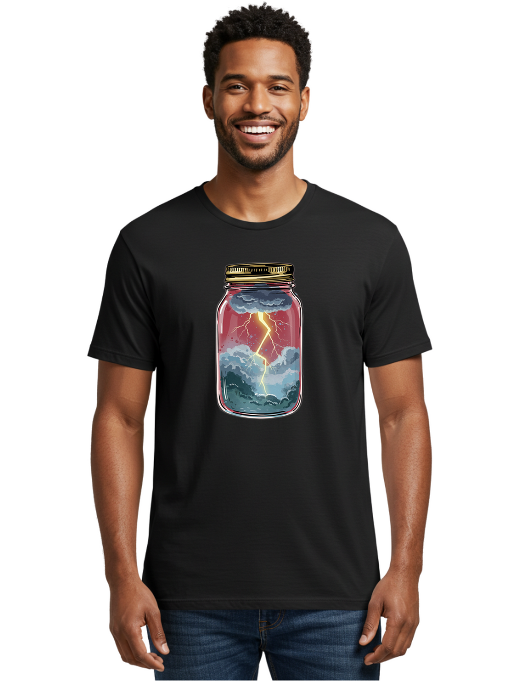 Lightning-In-A-Jar-3 Men'S Graphic Tee, 100% Cotton, Comfortable Casual Summer Wear, Machine Washable, Vintage Camera, Old Camera, Antique Camera, Black Camera, Classic Photography, Photography Equipment, Nostalgic Device, Film Camera, Bam775