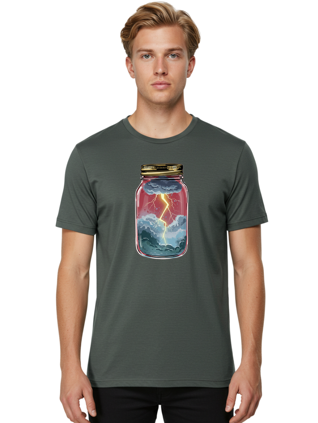 Lightning-In-A-Jar-3 Men'S Graphic Tee, 100% Cotton, Comfortable Casual Summer Wear, Machine Washable, Vintage Camera, Old Camera, Antique Camera, Black Camera, Classic Photography, Photography Equipment, Nostalgic Device, Film Camera, Bam775