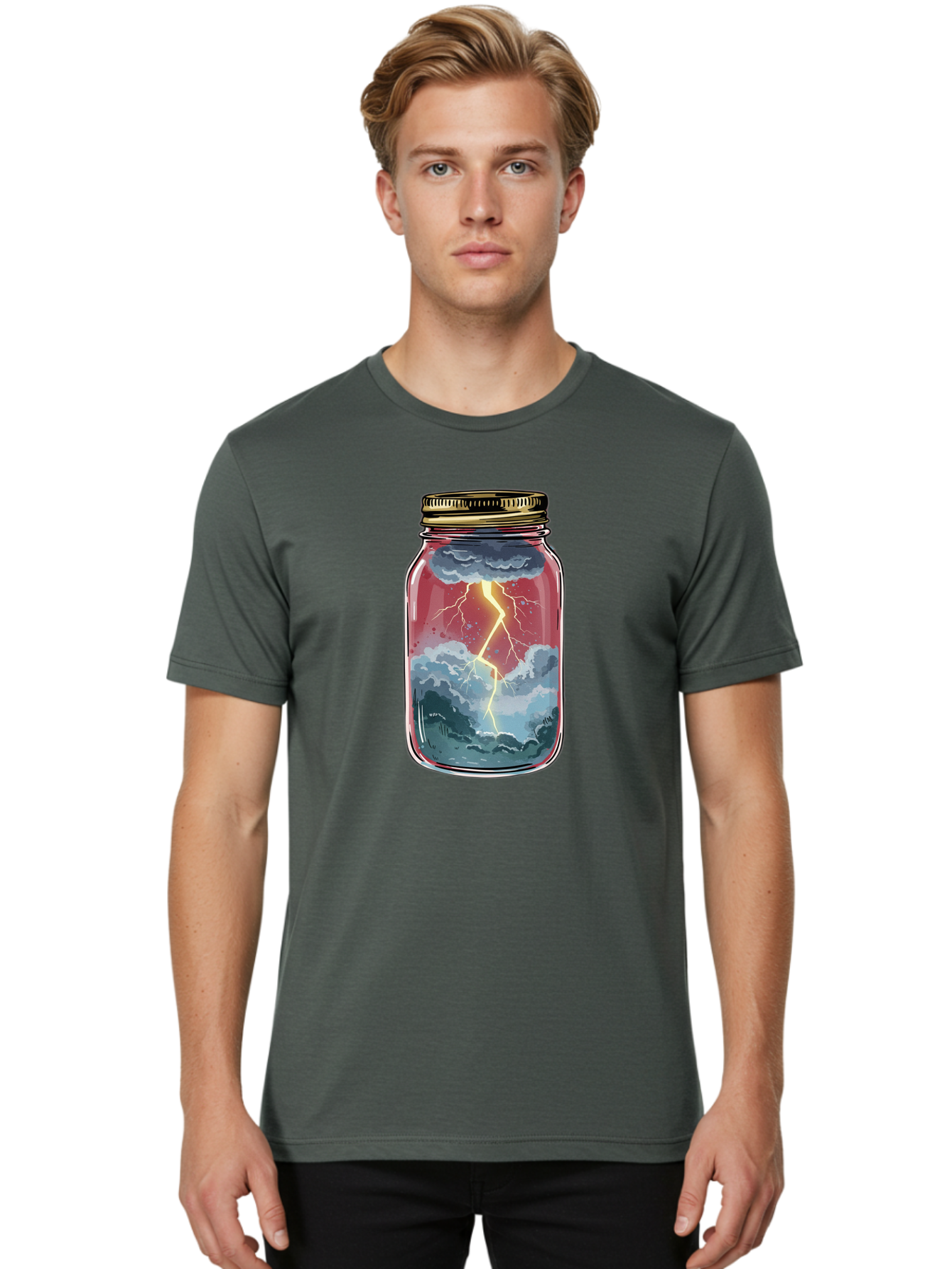 Lightning-In-A-Jar-3 Men'S Graphic Tee, 100% Cotton, Comfortable Casual Summer Wear, Machine Washable, Vintage Camera, Old Camera, Antique Camera, Black Camera, Classic Photography, Photography Equipment, Nostalgic Device, Film Camera, Bam775