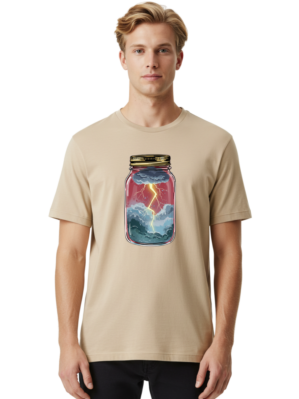 Lightning-In-A-Jar-3 Men'S Graphic Tee, 100% Cotton, Comfortable Casual Summer Wear, Machine Washable, Vintage Camera, Old Camera, Antique Camera, Black Camera, Classic Photography, Photography Equipment, Nostalgic Device, Film Camera, Bam775