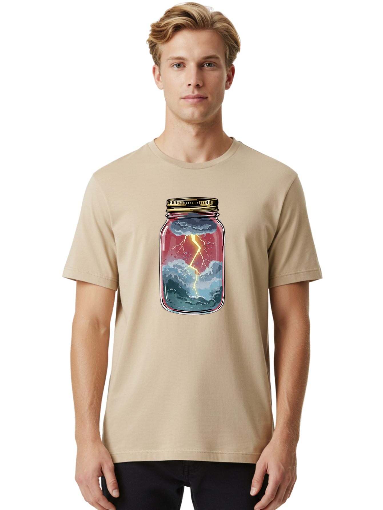 Lightning-In-A-Jar-3 Men'S Graphic Tee, 100% Cotton, Comfortable Casual Summer Wear, Machine Washable, Vintage Camera, Old Camera, Antique Camera, Black Camera, Classic Photography, Photography Equipment, Nostalgic Device, Film Camera, Bam775
