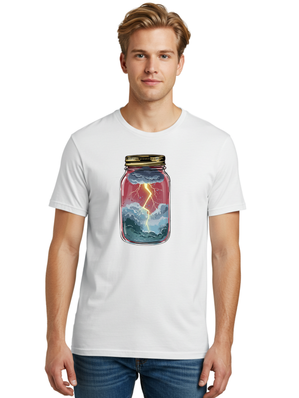 Lightning-In-A-Jar-3 Men'S Graphic Tee, 100% Cotton, Comfortable Casual Summer Wear, Machine Washable, Vintage Camera, Old Camera, Antique Camera, Black Camera, Classic Photography, Photography Equipment, Nostalgic Device, Film Camera, Bam775
