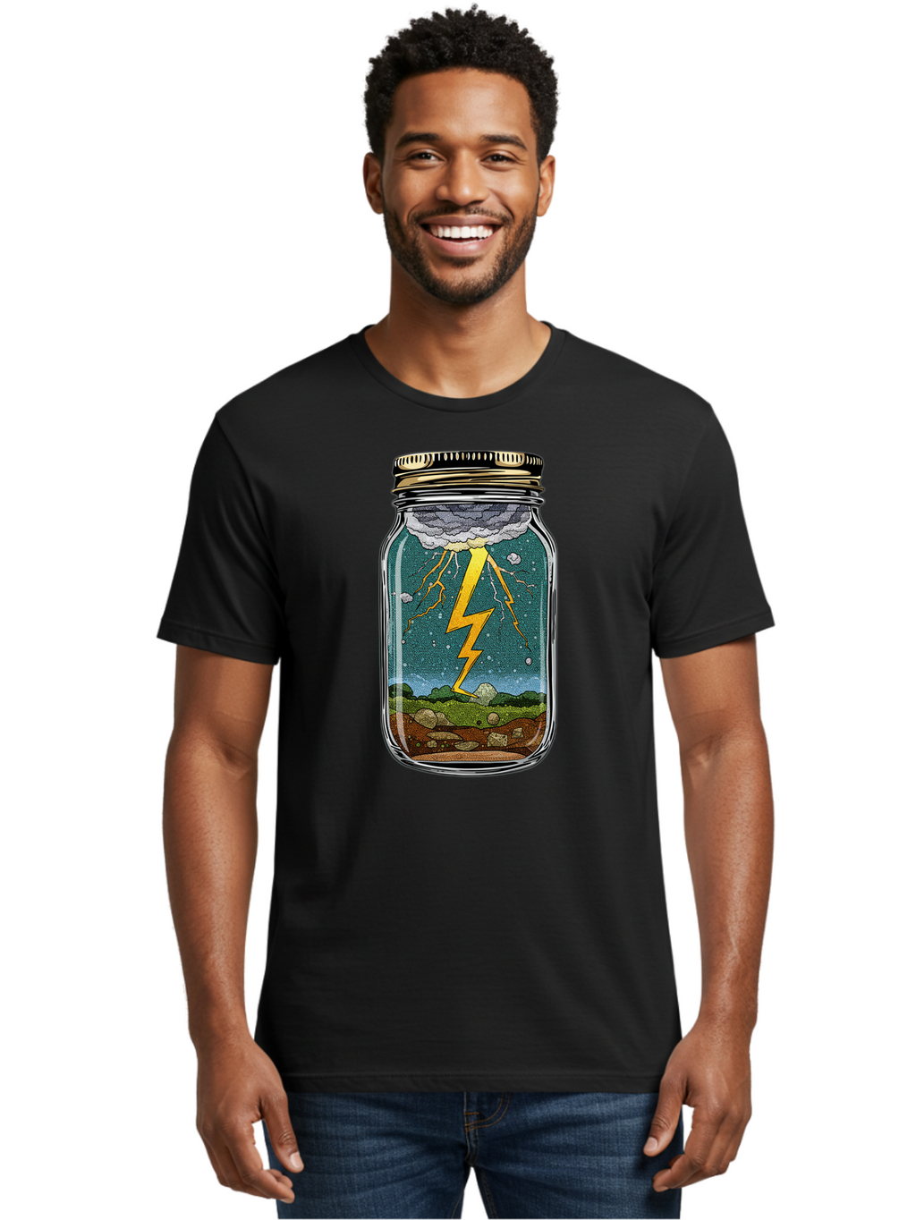 Lightning-In-A-Jar-4 Men'S Graphic Tee, 100% Cotton, Comfortable Casual Summer Wear, Machine Washable, Vintage Camera, Old Camera, Antique Camera, Black Camera, Classic Photography, Photography Equipment, Nostalgic Device, Film Camera, Bam776