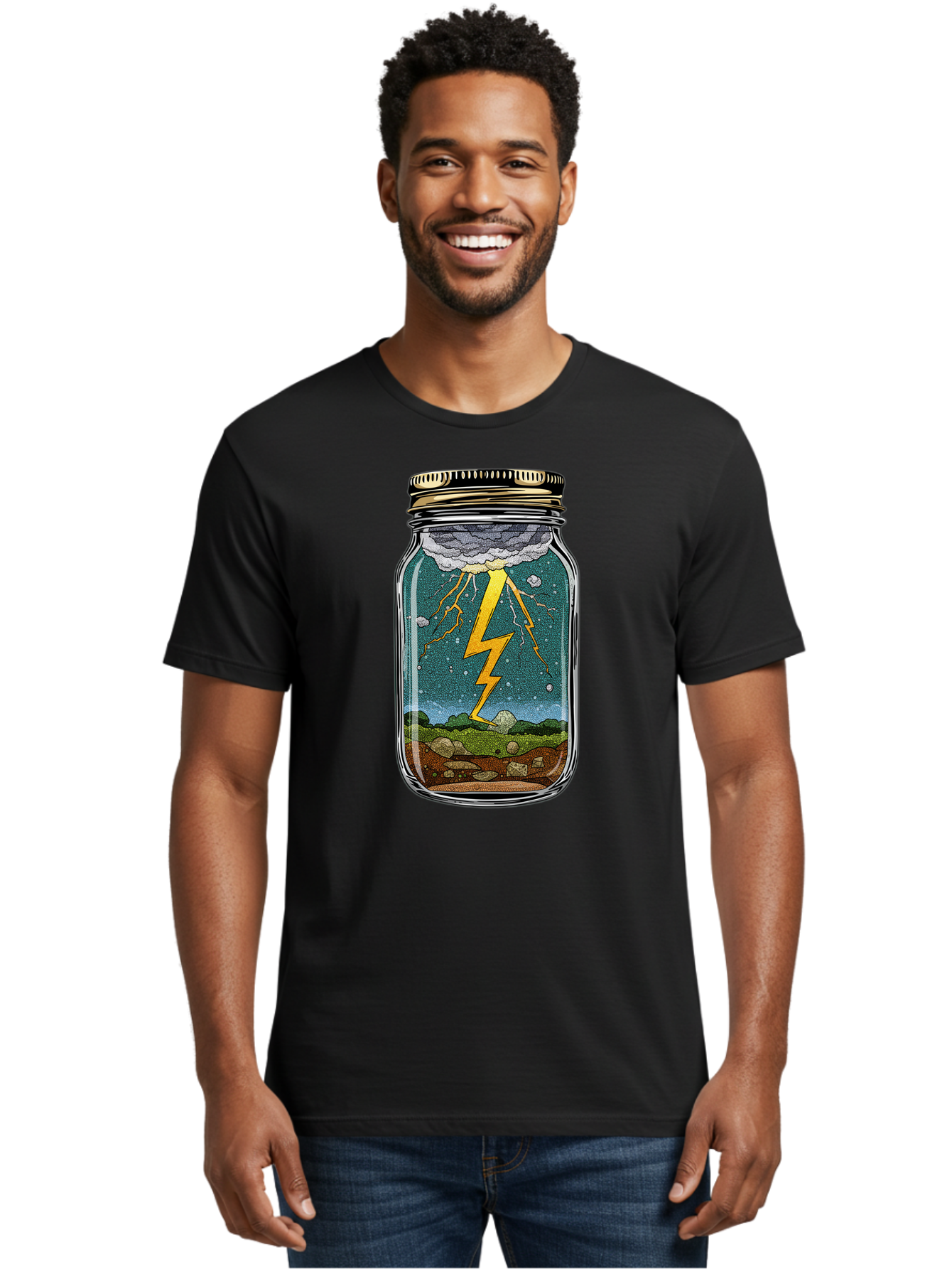 Lightning-In-A-Jar-4 Men'S Graphic Tee, 100% Cotton, Comfortable Casual Summer Wear, Machine Washable, Vintage Camera, Old Camera, Antique Camera, Black Camera, Classic Photography, Photography Equipment, Nostalgic Device, Film Camera, Bam776