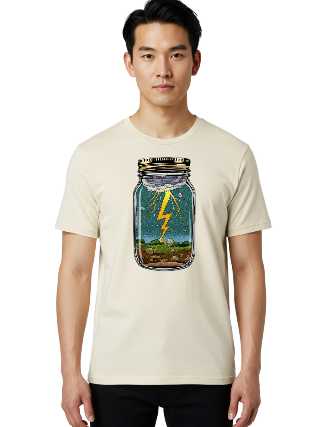 Lightning-In-A-Jar-4 Men'S Graphic Tee, 100% Cotton, Comfortable Casual Summer Wear, Machine Washable, Vintage Camera, Old Camera, Antique Camera, Black Camera, Classic Photography, Photography Equipment, Nostalgic Device, Film Camera, Bam776