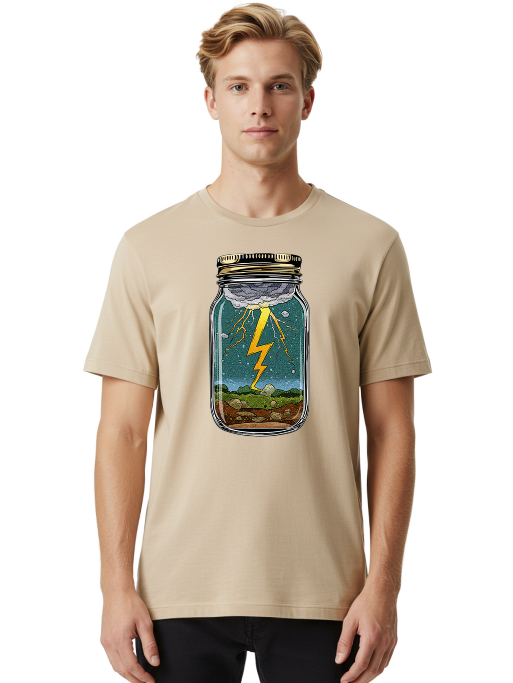 Lightning-In-A-Jar-4 Men'S Graphic Tee, 100% Cotton, Comfortable Casual Summer Wear, Machine Washable, Vintage Camera, Old Camera, Antique Camera, Black Camera, Classic Photography, Photography Equipment, Nostalgic Device, Film Camera, Bam776