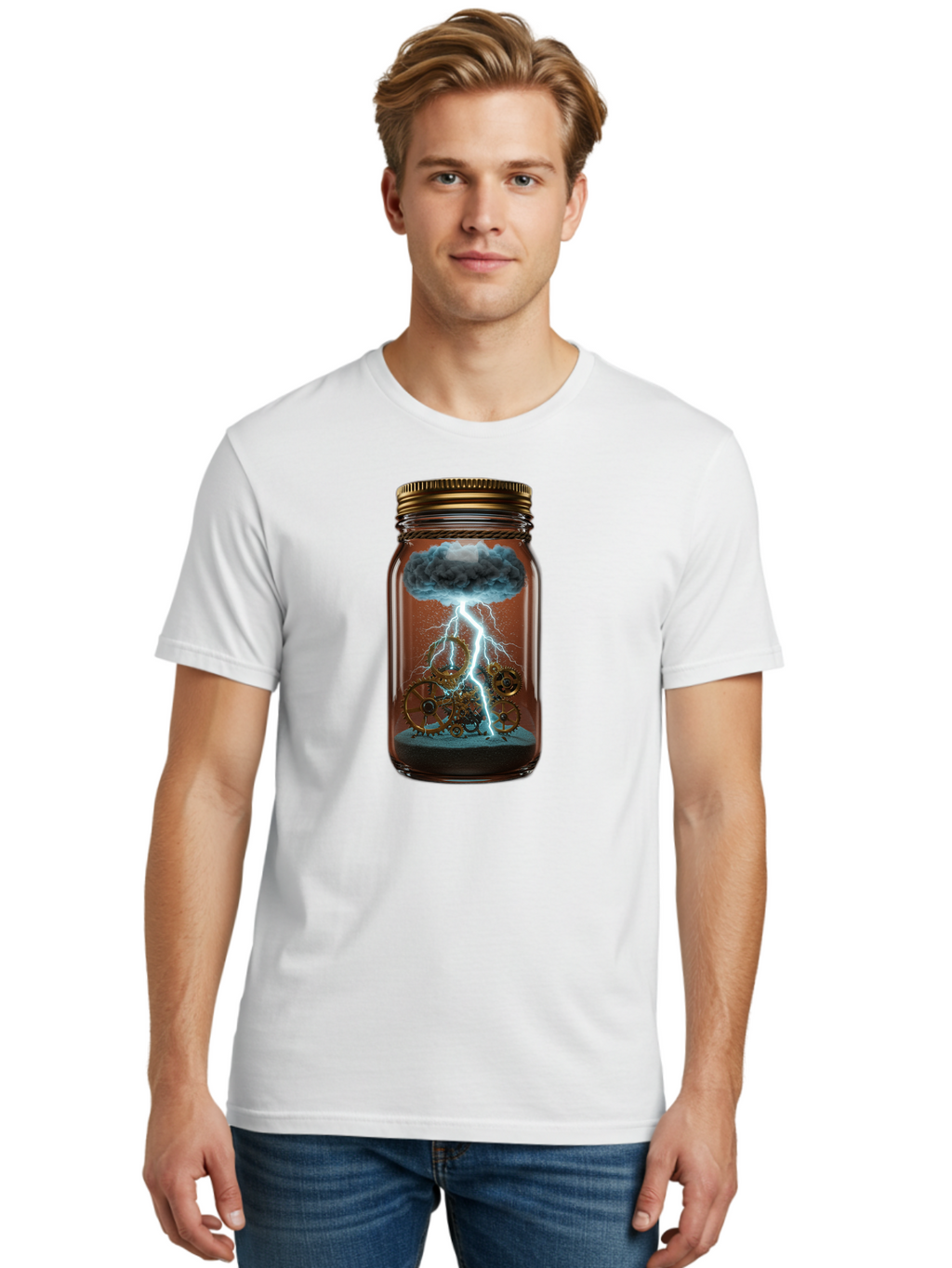 Lightning-In-A-Jar-5 Men'S Graphic Tee, 100% Cotton, Comfortable Casual Summer Wear, Machine Washable, Vintage Camera, Old Camera, Antique Camera, Black Camera, Classic Photography, Photography Equipment, Nostalgic Device, Film Camera, Bam777