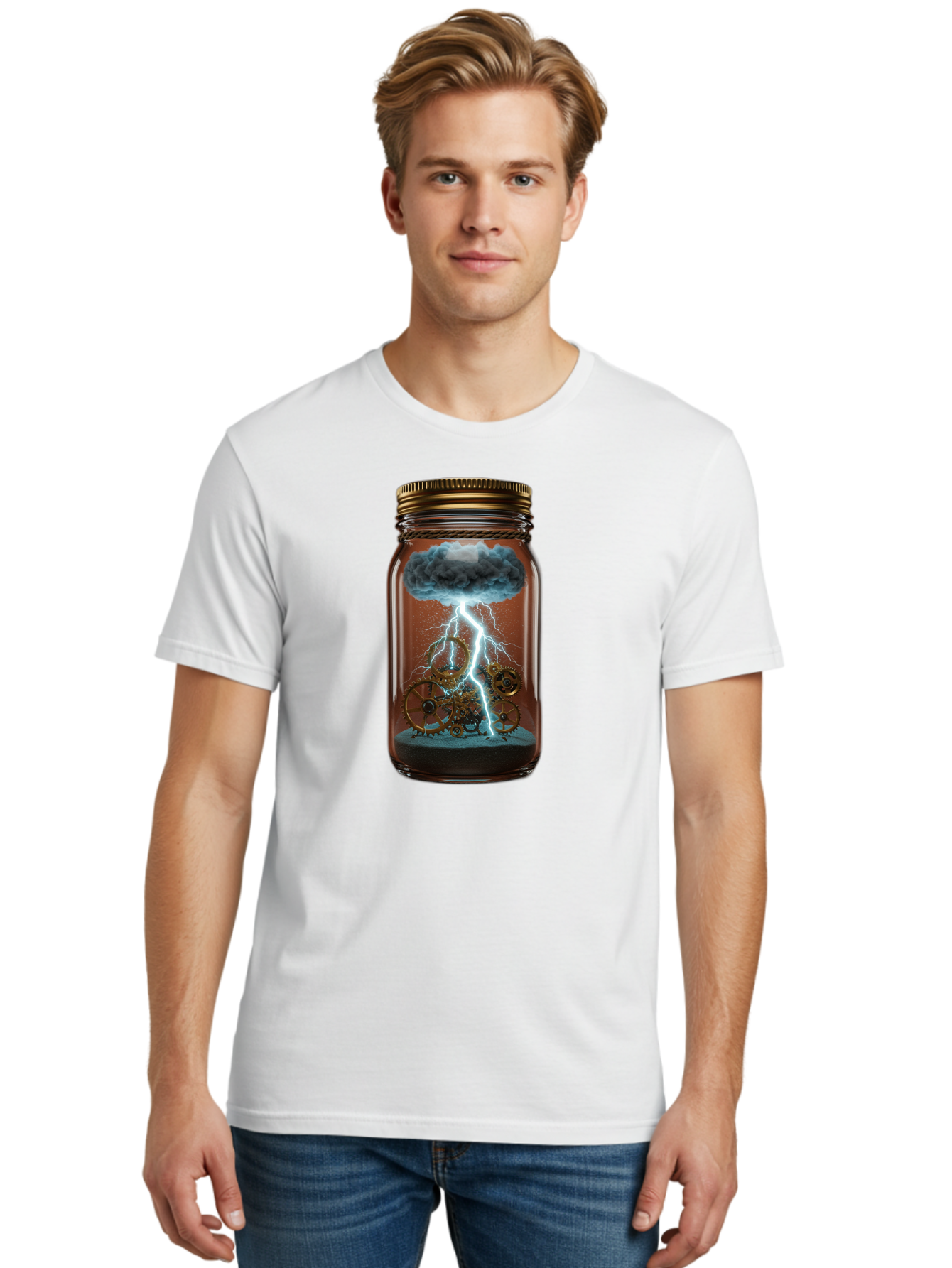 Lightning-In-A-Jar-5 Men'S Graphic Tee, 100% Cotton, Comfortable Casual Summer Wear, Machine Washable, Vintage Camera, Old Camera, Antique Camera, Black Camera, Classic Photography, Photography Equipment, Nostalgic Device, Film Camera, Bam777