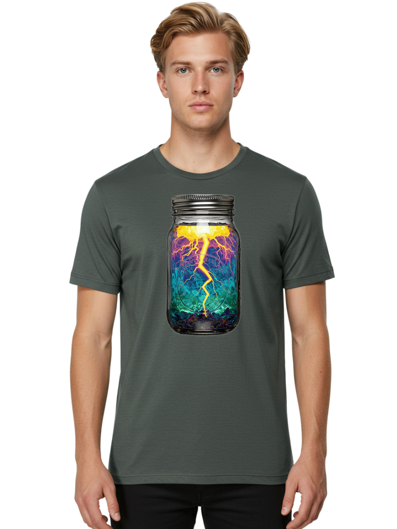Lightning-In-A-Jar-6 Men'S Graphic Tee, 100% Cotton, Comfortable Casual Summer Wear, Machine Washable, Vintage Camera, Old Camera, Antique Camera, Black Camera, Classic Photography, Photography Equipment, Nostalgic Device, Film Camera, Bam778
