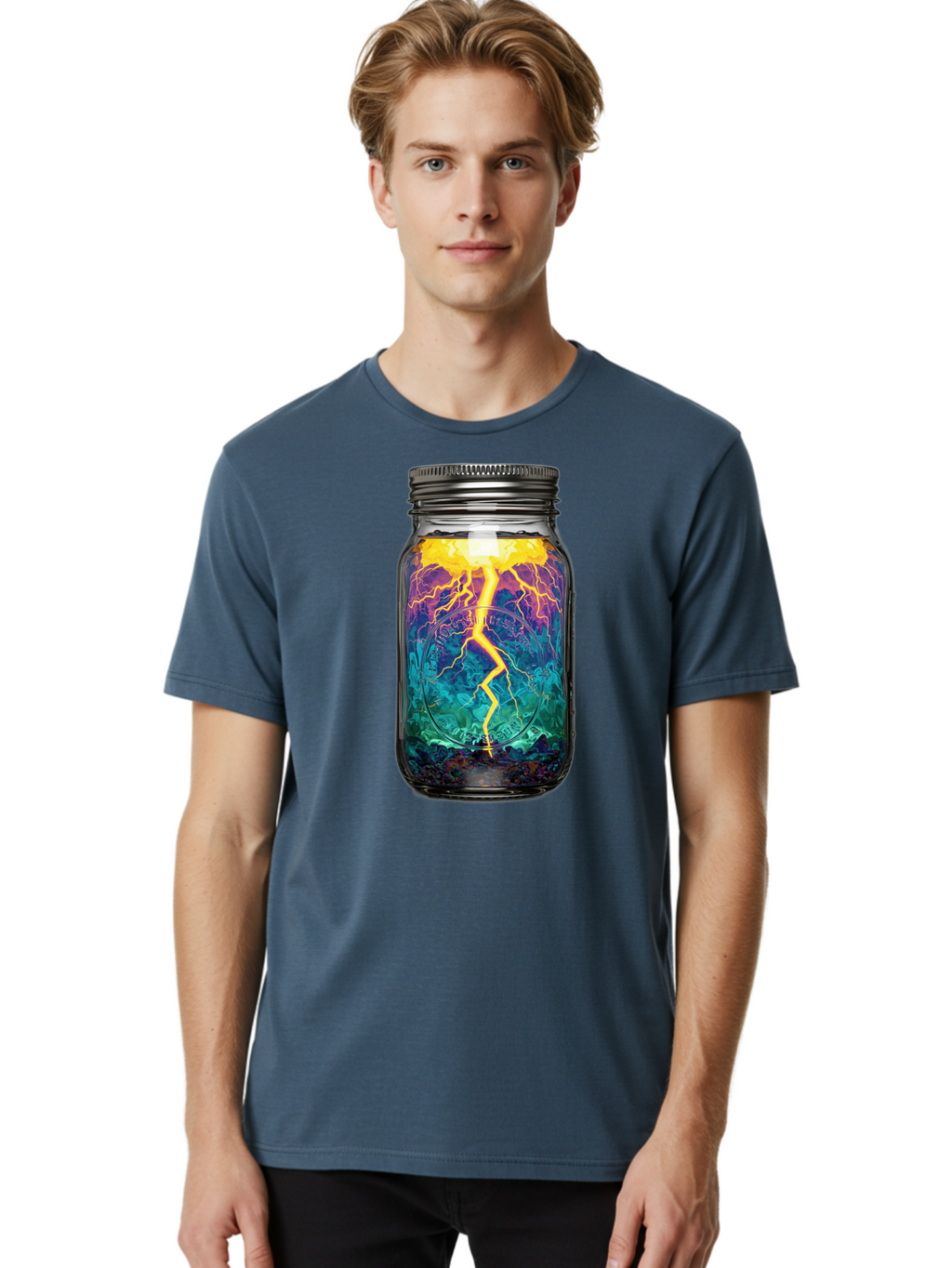 Lightning-In-A-Jar-6 Men'S Graphic Tee, 100% Cotton, Comfortable Casual Summer Wear, Machine Washable, Vintage Camera, Old Camera, Antique Camera, Black Camera, Classic Photography, Photography Equipment, Nostalgic Device, Film Camera, Bam778