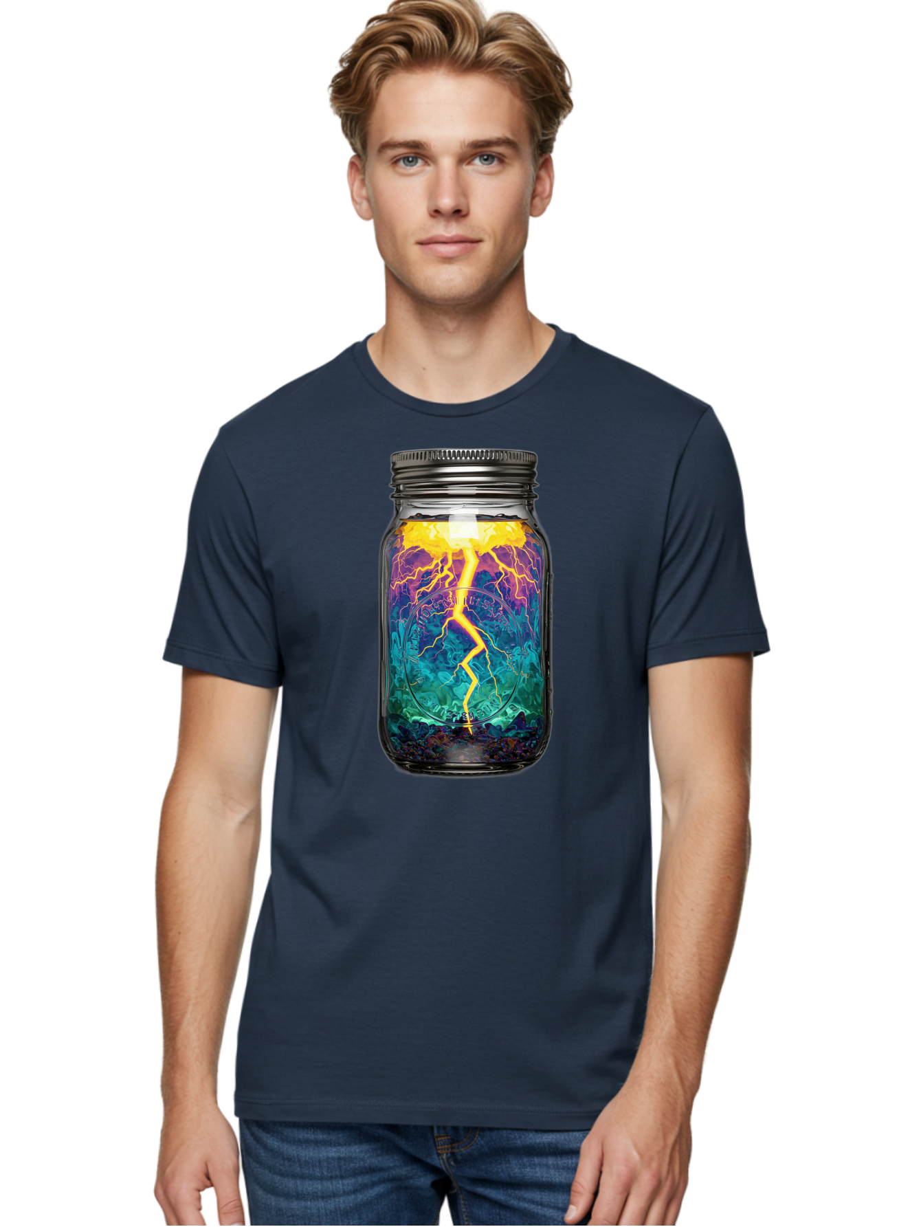 Lightning-In-A-Jar-6 Men'S Graphic Tee, 100% Cotton, Comfortable Casual Summer Wear, Machine Washable, Vintage Camera, Old Camera, Antique Camera, Black Camera, Classic Photography, Photography Equipment, Nostalgic Device, Film Camera, Bam778