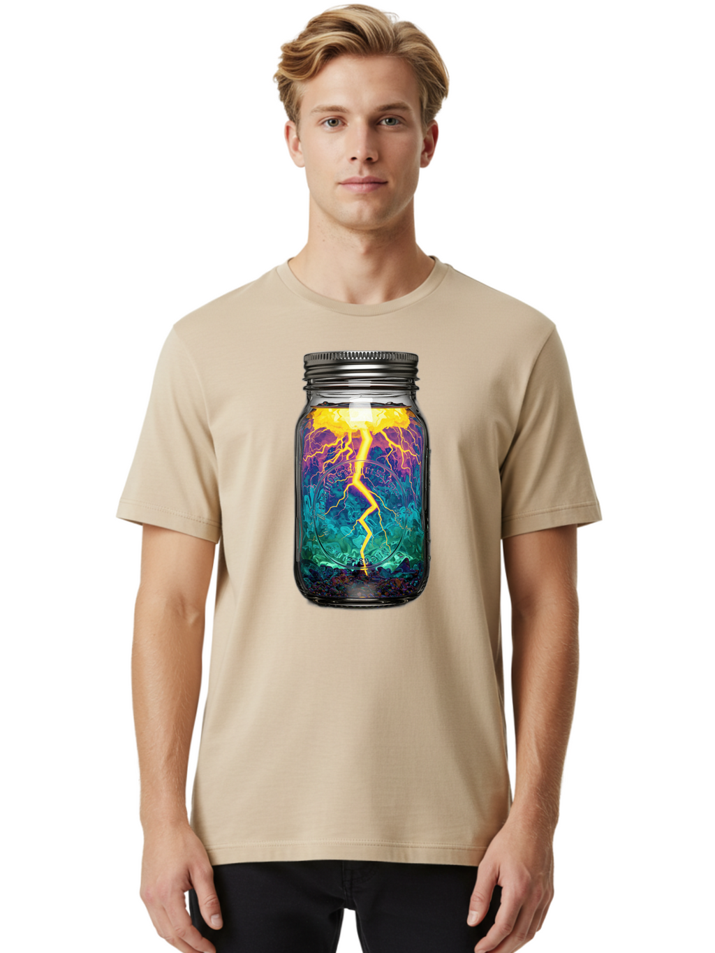 Lightning-In-A-Jar-6 Men'S Graphic Tee, 100% Cotton, Comfortable Casual Summer Wear, Machine Washable, Vintage Camera, Old Camera, Antique Camera, Black Camera, Classic Photography, Photography Equipment, Nostalgic Device, Film Camera, Bam778