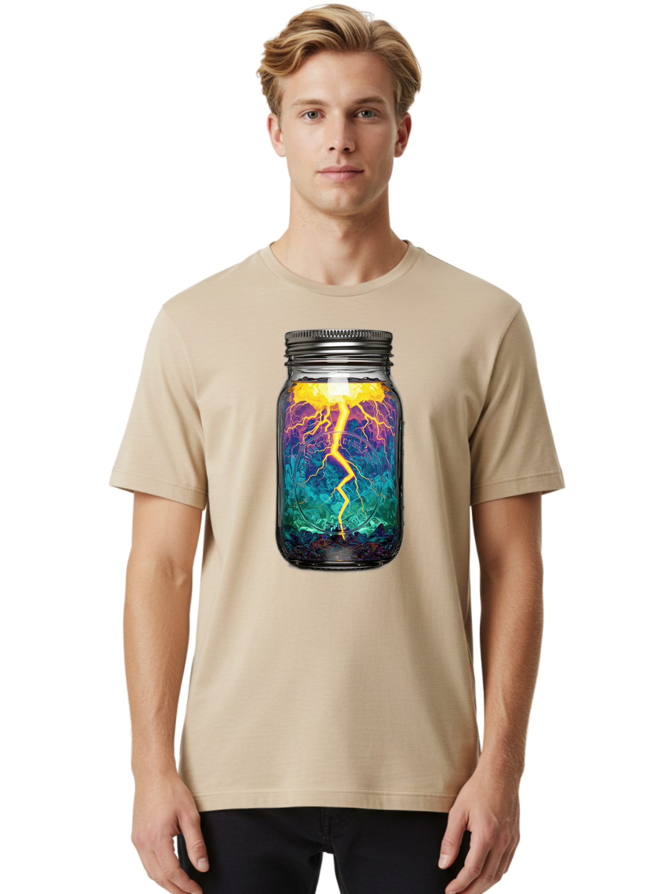 Lightning-In-A-Jar-6 Men'S Graphic Tee, 100% Cotton, Comfortable Casual Summer Wear, Machine Washable, Vintage Camera, Old Camera, Antique Camera, Black Camera, Classic Photography, Photography Equipment, Nostalgic Device, Film Camera, Bam778