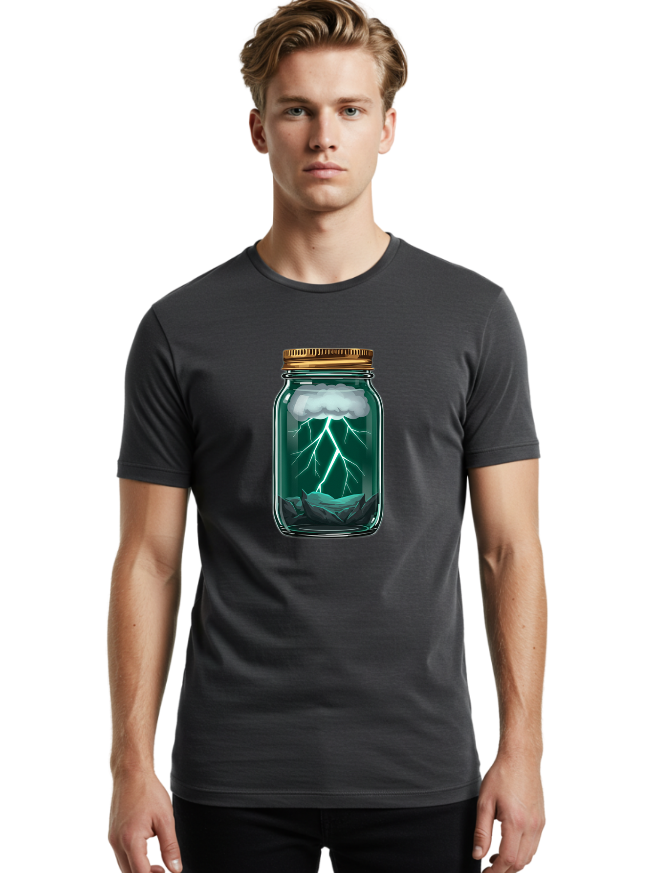 Lightning-In-A-Jar-7 Men'S Graphic Tee, 100% Cotton, Comfortable Casual Summer Wear, Machine Washable, Vintage Camera, Old Camera, Antique Camera, Black Camera, Classic Photography, Photography Equipment, Nostalgic Device, Film Camera, Bam779