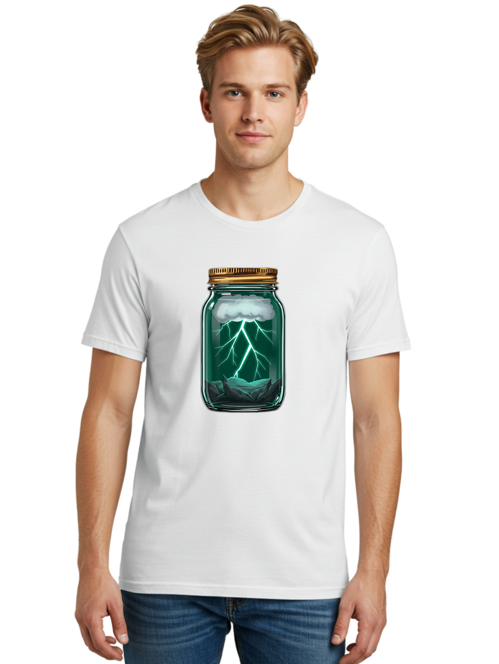 Lightning-In-A-Jar-7 Men'S Graphic Tee, 100% Cotton, Comfortable Casual Summer Wear, Machine Washable, Vintage Camera, Old Camera, Antique Camera, Black Camera, Classic Photography, Photography Equipment, Nostalgic Device, Film Camera, Bam779